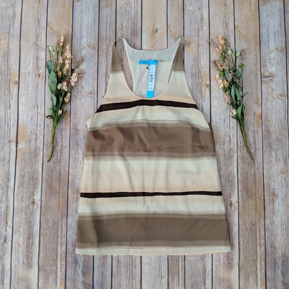 Alice + Olivia Tops - ALICE + OLIVIA Silk Fleur Striped Tank Top NWT
